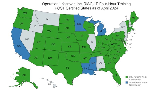 Map showing POST Certified States/Locations for OLI's RISC-LE.