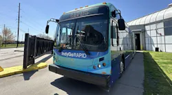 IndyGo unveils 60-foot electric buses for future Purple Line BRT route.