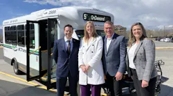 Left to right: Via Transportation Canada Manager Rob Bryans, BC Transit President and CEO Erinn Pinkerton, city of Kelowna Mayor Tom Dyas and BC Transit Vice President of Strategy and Public Affairs Christy Harrold.