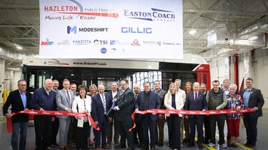 Hazleton Public Transit cuts ribbon on John M. Ford Bus Storage and Maintenance Facility.