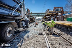 Crews performed track and tie replacement work along the Blue Line at Wood Island station.