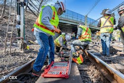 Crews performed infrastructure improvement work along the Blue Line. Crews performed infrastructure improvement work along the Blue Line.