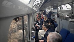 Colorado lawmakers, RTD directors, Gov. Jared Polis and others rode a ceremonial first train 44 miles from Denver Union Station to Longmont, checking out the route for the Front Range Passenger Rail system on Thursday, March 7, 2024.