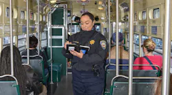 Transit Fare Inspector Veronica Lujan checks fare compliance on the F Market line..