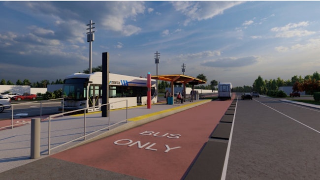 Rendering of potential center-running station design for MARTA Rapid Southlake.