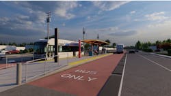 Rendering of potential center-running station design for MARTA Rapid Southlake. Rendering of potential center-running station design for MARTA Rapid Southlake.