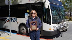 Janell Rubbo with her 4-million-mile recognition plaque. Janell Rubbo with her 4-million-mile recognition plaque.