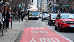 CTA and CDOT are investing in dedicated bus lanes along Chicago Avenue. CTA and CDOT are investing in dedicated bus lanes along Chicago Avenue.