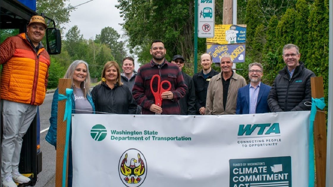 Ribbon cut on transit and bicycle infrastructure improvements by Whatcom Transportation Authority and Lummi Indian Business Council