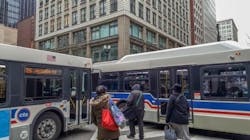 Traffic jam in the downtown loop business district in Chicago. Traffic jam in the downtown loop business district in Chicago.