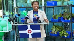 IndyGo Chief Public Affairs Officer Lesley Gordon at the June 13 Food in Transit launch event. IndyGo Chief Public Affairs Officer Lesley Gordon at the June 13 Food in Transit launch event.