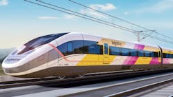 A rendering of a Brightline West train A rendering of a Brightline West train