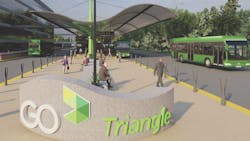 A rendering of the GoTriangle Triangle Mobility Hub that received a RAISE grant. A rendering of the GoTriangle Triangle Mobility Hub that received a RAISE grant.