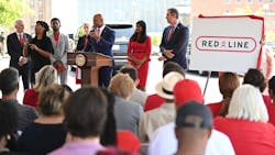 Maryland Gov. Wes Moore announced the Baltimore Red Line will be a light-rail project.