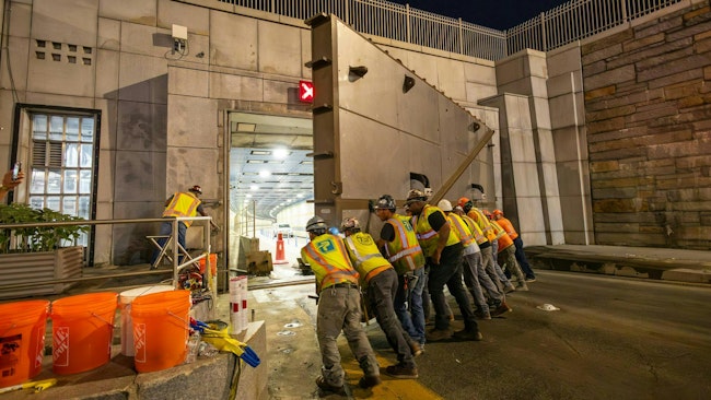 MTA tests Hugh L. Carey and Queens Midtown Tunnels flood doors.