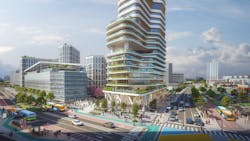 A rendering of the North Bethesda site looking south down Rockville Pike. A rendering of the North Bethesda site looking south down Rockville Pike.