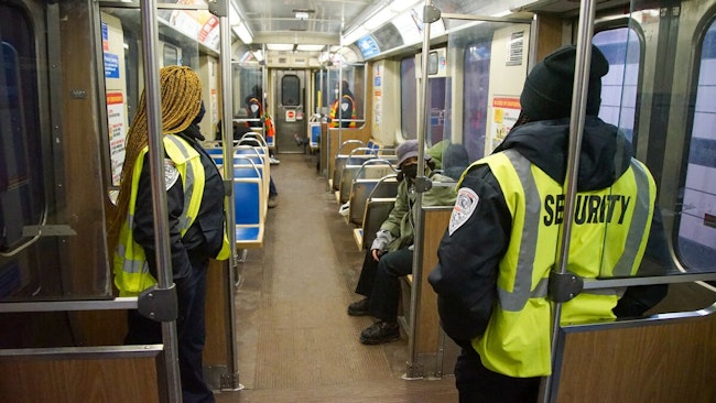 Security guards on the Chicago Transit Authority.