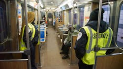 Security guards on the Chicago Transit Authority. Security guards on the Chicago Transit Authority.