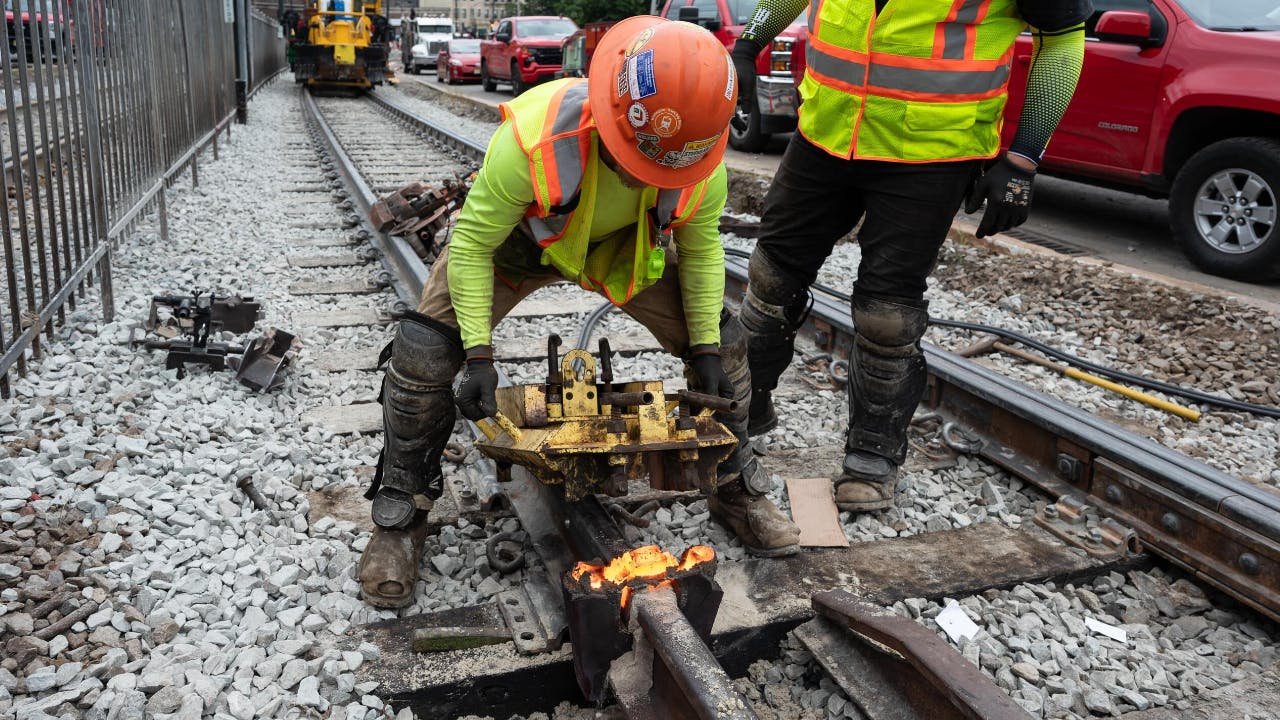 Crews performed improvement work along the Green Line B Branch.