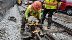 Crews performed improvement work along the Green Line B Branch. Crews performed improvement work along the Green Line B Branch.