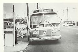 1977- The first wheelchair-lift-equipped fixed-route bus begins service in San Diego, Calif. 1977- The first wheelchair-lift-equipped fixed-route bus begins service in San Diego, Calif.