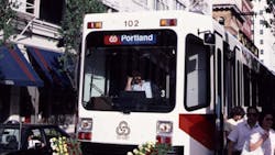1986- TriMet opens the Banfield Light Rail in Portland, Ore. 1986- TriMet opens the Banfield Light Rail in Portland, Ore.