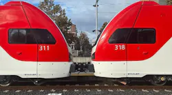 Caltrain electric trains.