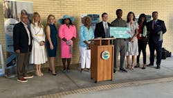 Left to right: Belle Glade Vice Mayor Joquin Almazan, Palm Beach Gardens Mayor Chelsea Reed, Palm Beach TPA Executive Director Valerie Neilson, Palm Tran Service Board Chair Carmencita Mitchell, Palm Beach County Administrator Verdenia C. Baker, Assistant Administrator Todd J. Bonlarron, Top Rider John Harris, Palm Beach County Commissioner Marci Woodward, Palm Beach School Board Member Marcia Andrew and Palm Tran Executive Director Ivan Maldanado. Left to right: Belle Glade Vice Mayor Joquin Almazan, Palm Beach Gardens Mayor Chelsea Reed, Palm Beach TPA Executive Director Valerie Neilson, Palm Tran Service Board Chair Carmencita Mitchell, Palm Beach County Administrator Verdenia C. Baker, Assistant Administrator Todd J. Bonlarron, Top Rider John Harris, Palm Beach County Commissioner Marci Woodward, Palm Beach School Board Member Marcia Andrew and Palm Tran Executive Director Ivan Maldanado.