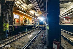 Crews worked in critical track areas during the Red Line service suspension. Crews worked in critical track areas during the Red Line service suspension.