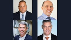 Left to right: HNTB Transit and Rail Engineering Department Manager Dennis Stefanski, PE, STV Vice President and Senior Program Manager Mark Bienstock, PE, Transdev Chief Information Officer Paul Roche and WSP Senior Vice President and Transit and Rail director of enterprise strategy Jeffrey Gonneville. Left to right: HNTB Transit and Rail Engineering Department Manager Dennis Stefanski, PE, STV Vice President and Senior Program Manager Mark Bienstock, PE, Transdev Chief Information Officer Paul Roche and WSP Senior Vice President and Transit and Rail director of enterprise strategy Jeffrey Gonneville.