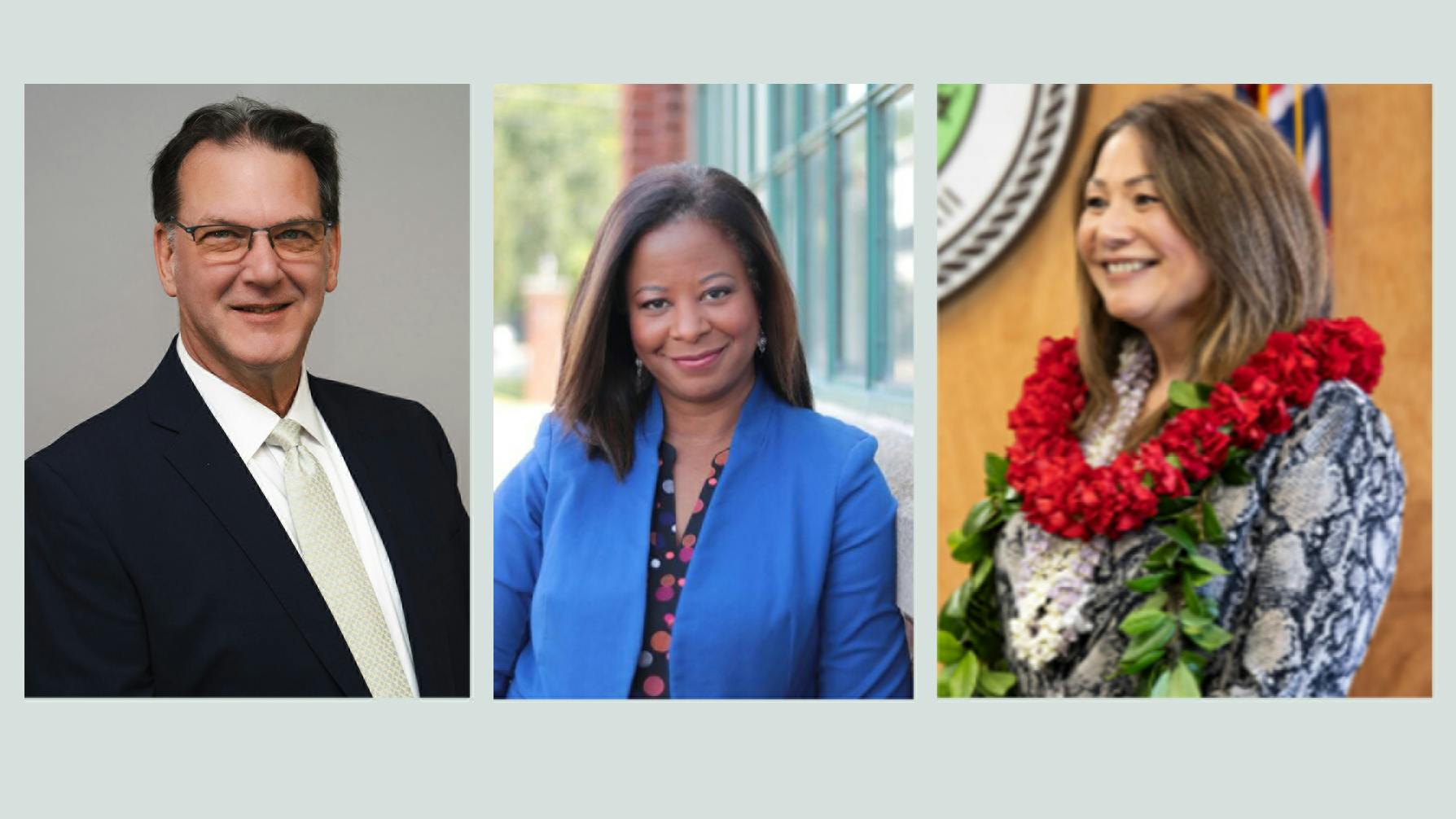 Left to right: Amtrak has appointed Byl Herrmann as executive vice president and general counsel while the county of Maui Department of Transportation has named Diane Yogi as its deputy director and IndyGo has named Carrie Black as its new chief public affairs officer.