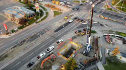 Early work construction on the Capital Line LRT Extension project at 23 Ave. and 11 St. intersection.