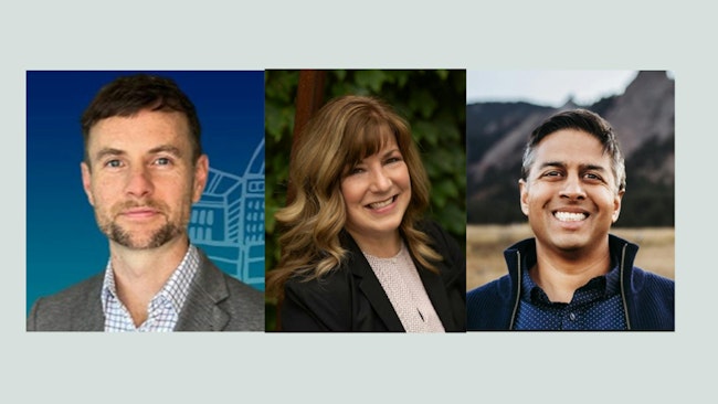 Left to right: CPCS has brought on Ian Griffiths to serve as transit practice lead for its U.S. markets while Maureen Marshall, PMP has joined HNTB Corporation as project director and Optibus has named Sharad Agarwal as managing director, North America.