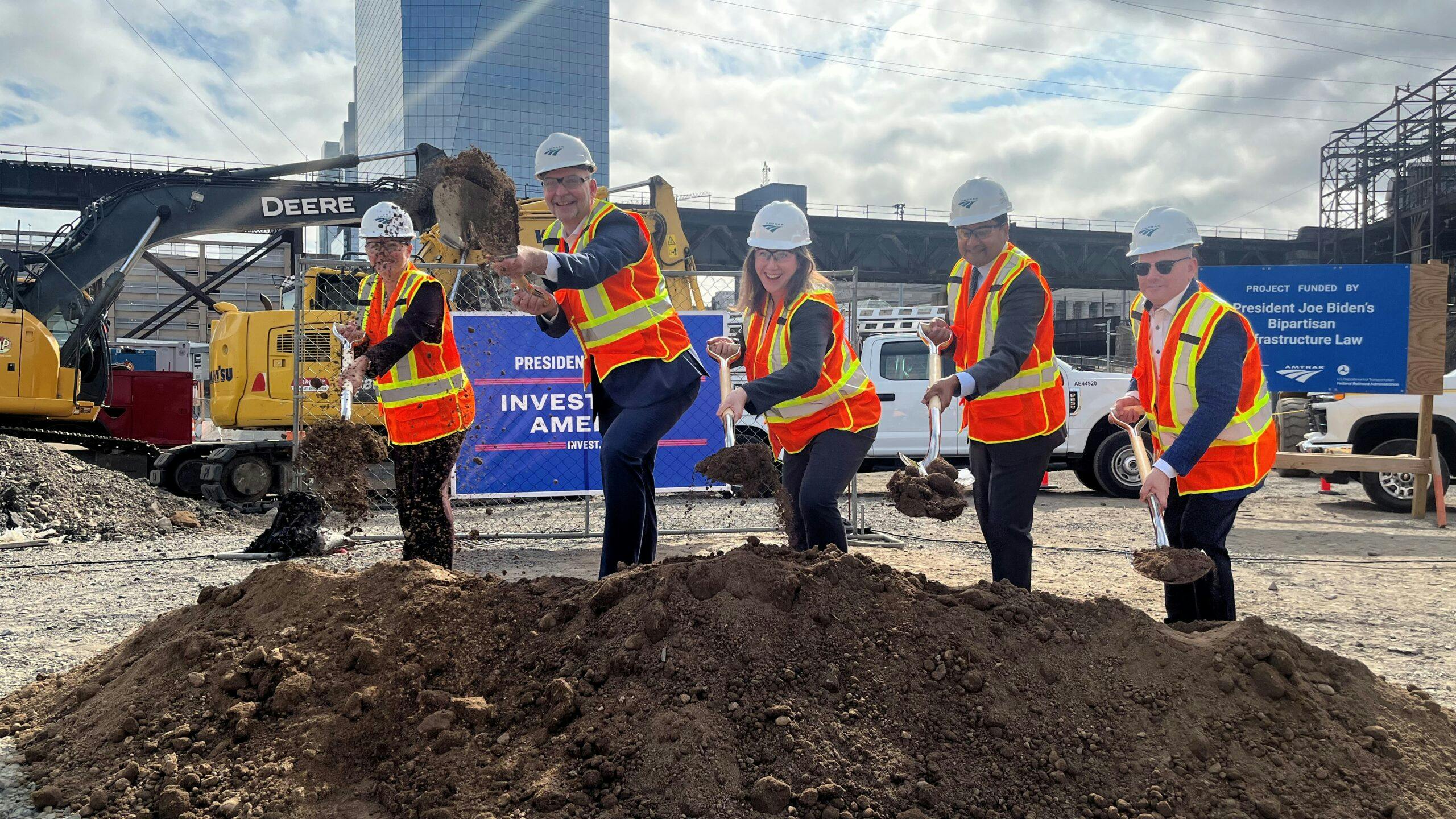 Amtrak CEO Stephen Gardner was joined by Federal Railroad Administrator Amit Bose, White House Deputy Assistant to the President for Infrastructure Implementation Samantha Silverberg and Rail Passengers Association President & CEO Jim Mathews to celebrate the start of construction for Amtrak&rsquo;s new heavy maintenance facility at Penn Coach Yard in Philadelphia.