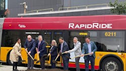 Seattle Mayor Bruce Harrell and other local leaders celebrate the start of construction of the RapidRide J Line project in Seattle on Oct. 8, 2024. Seattle Mayor Bruce Harrell and other local leaders celebrate the start of construction of the RapidRide J Line project in Seattle on Oct. 8, 2024.