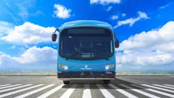 A Proterra ZX5 electric bus. A Proterra ZX5 electric bus.