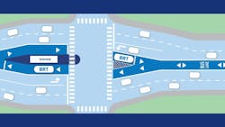 Community Transit is planning its fourth Swift bus rapid transit line. Above is an example of a center-running transit-only BRT lane. Community Transit is planning its fourth Swift bus rapid transit line. Above is an example of a center-running transit-only BRT lane.