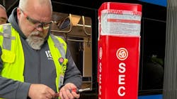 TriMet’s blue-light security phones are being installed at most MAX platforms to address riders’ safety concerns and deter crime. TriMet’s blue-light security phones are being installed at most MAX platforms to address riders’ safety concerns and deter crime.
