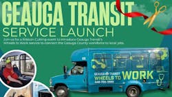 Geauga Transit celebrated the launch of its new Wheels to Work program to improve transportation access to jobs in Geauga County, Ohio. Geauga Transit celebrated the launch of its new Wheels to Work program to improve transportation access to jobs in Geauga County, Ohio.