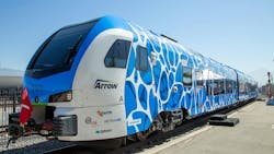 SBCTA's ZEMU passenger train is being tested through a series of static testing efforts before rolling out the stock on to the line for field testing. SBCTA's ZEMU passenger train is being tested through a series of static testing efforts before rolling out the stock on to the line for field testing.