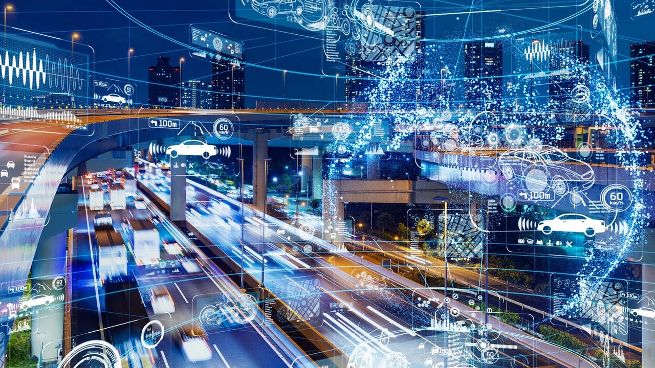 A graphic with future technology