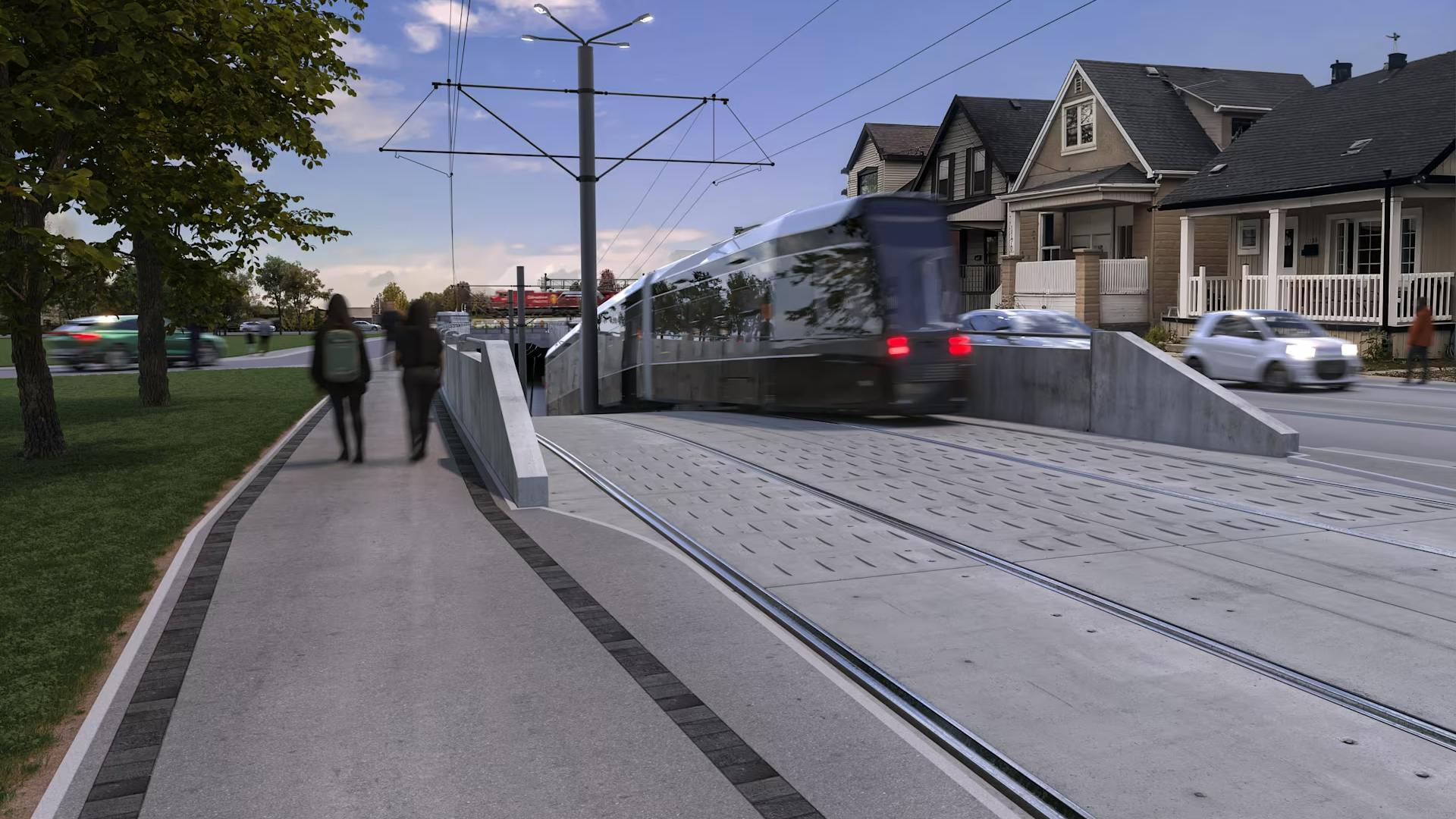 A rendering of the Hamilton light rail transit project.