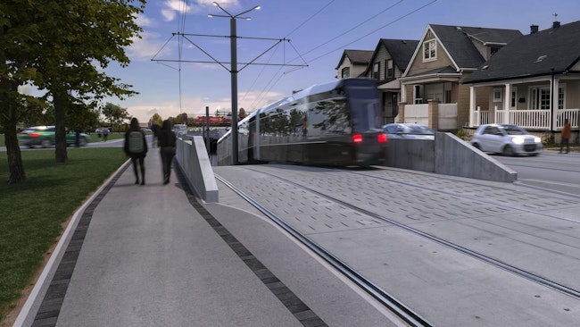 A rendering of the Hamilton light rail transit project.