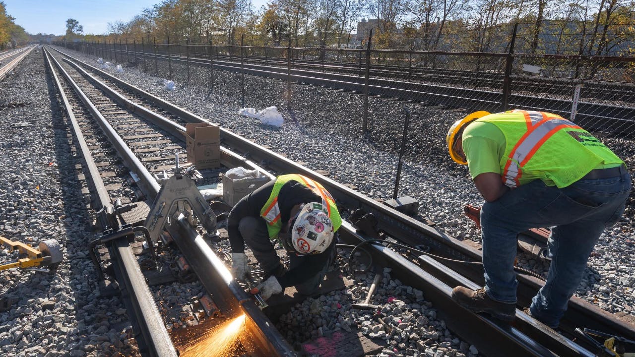 Crews performed track replacement work along the Red Line.
