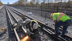 Crews performed track replacement work along the Red Line. Crews performed track replacement work along the Red Line.
