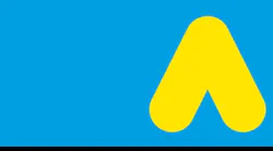 A blue background with a yellow triangle.
