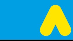 A blue background with a yellow triangle. A blue background with a yellow triangle.