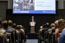 2024 TTC Conference Keynote Speaker Gery Williams, EVP Service Delivery & Operations at Amtrak discussing Amtrak’s needs. 2024 TTC Conference Keynote Speaker Gery Williams, EVP Service Delivery & Operations at Amtrak discussing Amtrak’s needs.