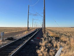 Overview of the TTC’s Rail Transit Track (RTT) overhead wire infrastructure used for testing and research. Overview of the TTC’s Rail Transit Track (RTT) overhead wire infrastructure used for testing and research.