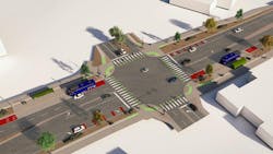 Rendering of Arapahoe Avenue BRT street design with intersection Rendering of Arapahoe Avenue BRT street design with intersection
